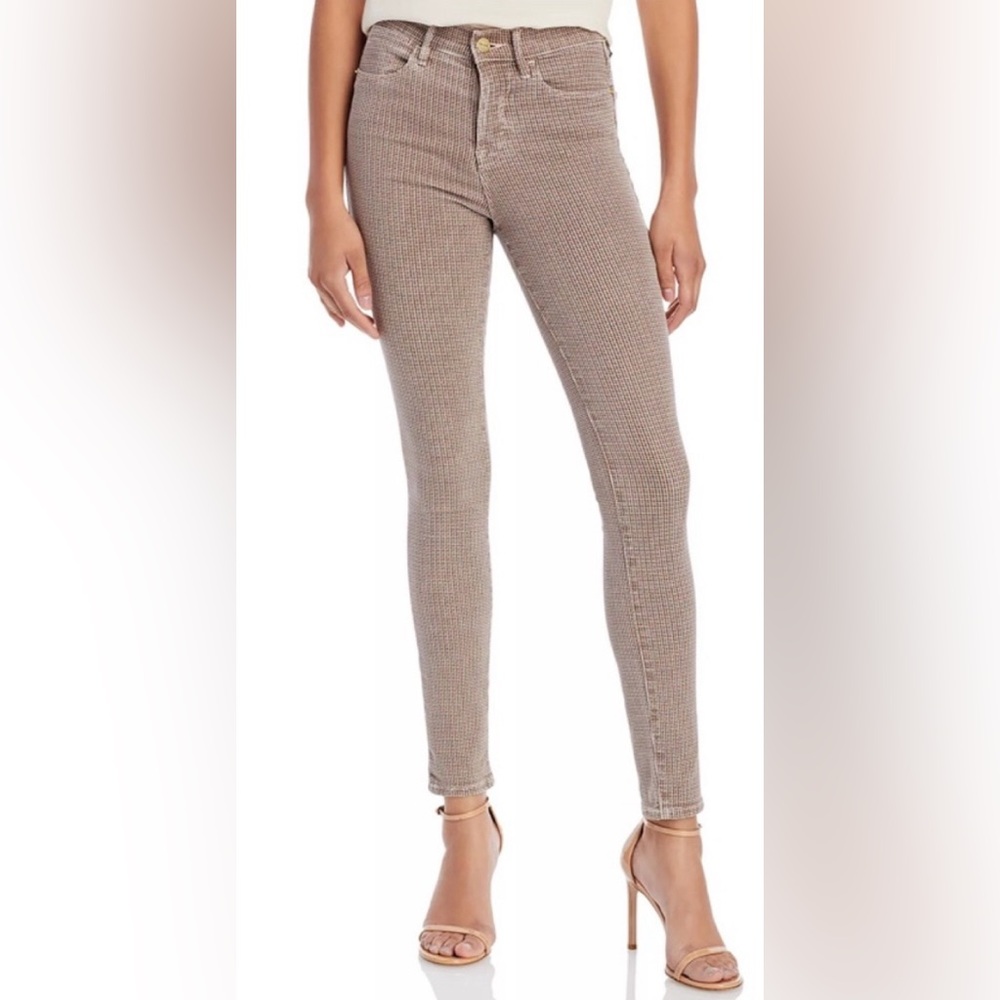 Frame Denim Le High Skinny Jeans Tawny Multi Houndstooth Size 24 $238